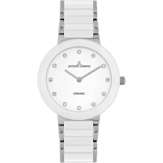 Jacques Lemans Damen-Uhren Analog Quarz One Size Weiß 32016865