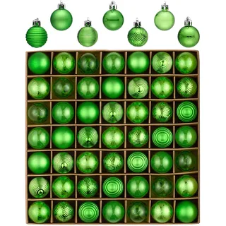 Valery Madelyn Weihnachtskugeln, 49 Stück 3cm Bruchsichere Christbaumkugeln Weihnachtskugel, Christbaumschmuck mit Aufhänger(Grün)
