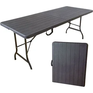 Gartentisch in Holzoptik schwarz, Klapptisch 180 x 75 cm, Buffettisch bis 150 kg belastbar - Schwarz
