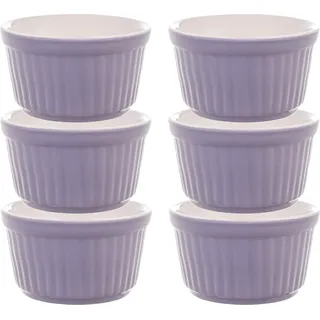 Auflaufförmchen - Souffléförmchen - 9 cm, 150 ml - Ofenfeste Keramik - 6er-Set - Lila