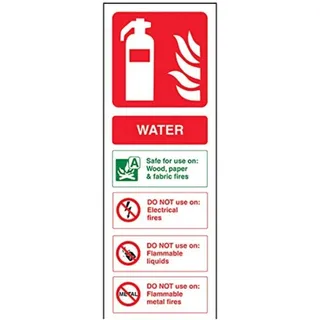 vsafety 11001 aj-r Feuerlöscher Schild, Wasser ID, starrer Kunststoff, Porträt, 100 mm x 280 mm, grün/rot