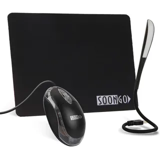 Mini Mouse Pad Kids Mice for Laptop USB LED Light 3 in 1 Gift Combo Mouse Pad Non-Slip Rubber Base USB Reading Lamp with Dimmable Touch Switch and Flexible Gooseneck for Laptop Home Office Travel