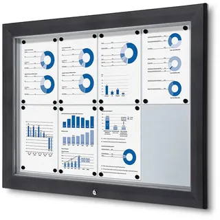 Showdown Displays Showdown® Abschließbarer Schaukasten Magnetisch 102,5 x 76 (H) cm, Anthrazit 8 x DIN A4