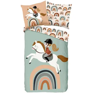 Kinderbettwäsche , Multicolor , Textil , Pferd , 135x200 cm , atmungsaktiv , Heimtextilien, Bettwäsche & Leintücher, Kinderbettwäsche