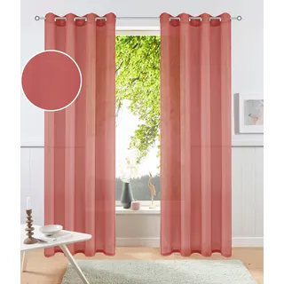 Gardine OTTO HOME "XANA" Gr. 2, orange (rot), B:145cm H:175cm, Voile, Polyester, Gardinen, Gardine, Bestseller, einfarbig, 1 bzw. 2er Set, pflegeleicht, Bestseller
