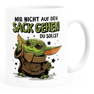 MoonWorks® Kaffee-Tasse mit Spruch Mir nicht auf den Sack gehen du sollst Baby Yoda Bürotasse lustige Kaffeebecher weiß standard