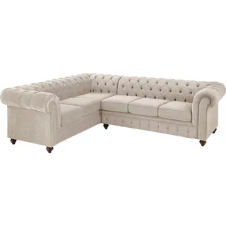 Home Affaire Chesterfield-Sofa »Chesterfield Ecksofa, auch in Leder L-Form«, hochwertige Knopfheftung, langer Schenkel links oder rechts wählbar beige