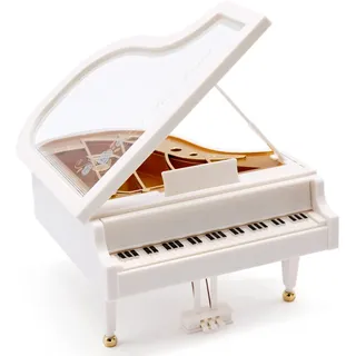 Bakiauli Klavier Spieluhr, Mini Klavier zum Aufziehen Flügel Klavier Kann als Schreibtischdekoration Ornament Weihnachten Valentinstag Geburtstagsgeschenk Verwendet Werden (Weiß)