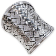 Fly Style - Breiter Silber-Ring aus 925 Sterling Silber - geflochten/gewebt, Ring Grösse:19.7 mm
