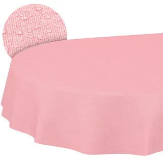ANRO Tischdecke abwaschbar Pink Leinenoptik Oval 260 x 140 cm – Gartentischdecke Indoor Outdoor wasserabweisend schmutzabweisend pflegeleicht Schnittkante