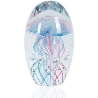 EUSTUMA Handgeblasenes Glas Quallen Figur Ornament, Meerestier Ornament für Aquarium Aquarium, Meerestiere Sammlung für Geburtstagsgeschenk, Glas Briefbeschwerer