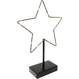 ToCi LED Deko-Stern 30 LEDs – Stern-Aufsteller aus Metall - Beleuchtete Deko 24 x 5 x 34 cm - Weihnachtsstern mit warmweißem Licht - Lichtstern für Tisch, Fensterbank & Regal