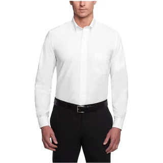 Van Heusen Herren Kleid Hemd Regular Fit Oxford Solid Buttondown Kragen, Weiss/opulenter Garten, L