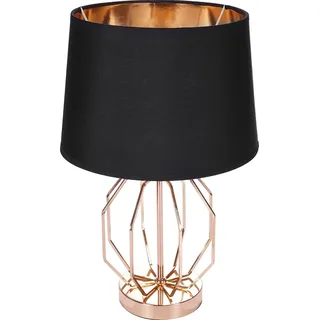 BRUBAKER Tisch- oder Nachttischlampe Vintage Gitter Muster - Moderne Tischleuchte mit Metallfuß - 45 cm Höhe, Gold Schwarz