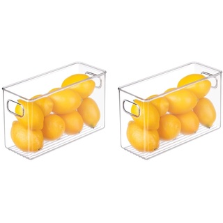 iDesign Cabinet/Kitchen Binz Aufbewahrungsbox, mittelgroßer Küchen Organizer aus Kunststoff, lange Box, durchsichtig, 25 cm x 10 cm x 15 cm (Packung mit 2)