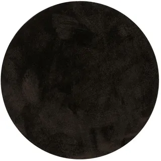 benuta Nest Teppich Nina waschbar ø 150 cm rund , Anthrazit , Kunststoff , Uni , Rund , 150x150 cm , Global Recycled Standard (Grs), Oeko-Tex® Standard 100 , für Fußbodenheizung geeignet, in verschiedenen Größen erhältlich, waschbar, pflegeleicht , Teppiche und Böden, Teppiche