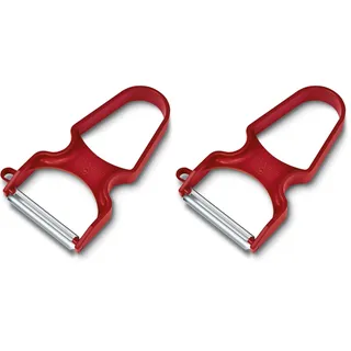 Victorinox RAPID Sparschäler, Gerader Schliff, Extra Scharf, Pendelklinge, Robuster Kunststoffgriff, für Links- und Rechtshänder (Packung mit 2)