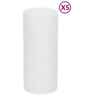 Balkon-Sichtschutze 5 Stk. Weiß 255x19 cm Poly Rattan