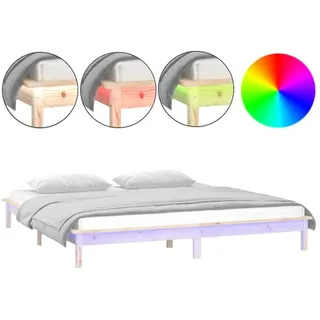 vidaXL Massivholzbett mit LEDs 200x200 cm