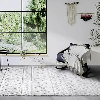 ELLE DECORATION Itinerance Hochflorteppich 80 x 120 cm Weiß