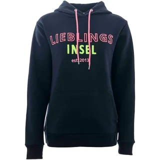 Zwillingsherz Sweatshirt, mit "Lieblings Insel"-Aufstick und neonfarbenen Kordeln,