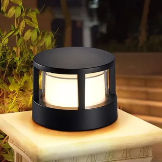 WRMING Sockelleuchte Außen, IP65 Wasserdicht Gartenlampe, Pollerleuchte Garten Schwarz aus Aluguss, 3000K Warmweiß LED Sockellampe für Weg, Einfahrt, Terrasse, Balkon