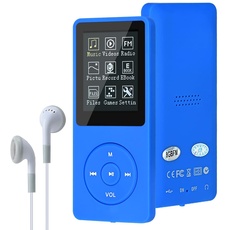 Lychee Digital Music Player, MP3/MP4 Player, Upgrade 8GB Portable HiFi Lossless Sound Musik Player mit Musik/Video/Voice Record/FM Radio/E-Book Reader, unterstützt bis zu 64GB (Blau)