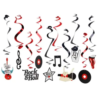 SUNBEAUTY Rock & Roll Dekoration Musik Party Schallplatten Deko Heavy Metal Rockabilly 50er 60er 70er 80er 90er Jahre Thema Hängedekoration Disco