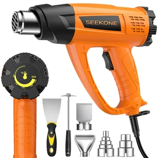 SEEKONE Heißluftpistole Kit, Variable Temperaturregelung 60°C- 600°C Heissluftgebläse mit 7 Zubehör, Keramik-Heizkern, Elektrische Heißluftfön Schnelle Erwärmung zum Entlacken, Löten und Schrumpfen