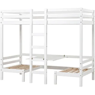 Hoppekids Hochbett ECO Dream JUMBO 90 x 200 cm Kiefer massiv lackiert weiß