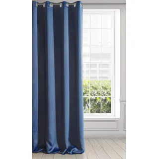 Eurofirany Logan Vorhang Blickdicht, Blackout, Satin Verdunkelungsvorhang mit Ösen-1 STK. Ösenvorhang, Elegant, Glatt, Einfarbig, Wohnzimmer, Schlafzimmer, Dunkelblau, 135x250 cm