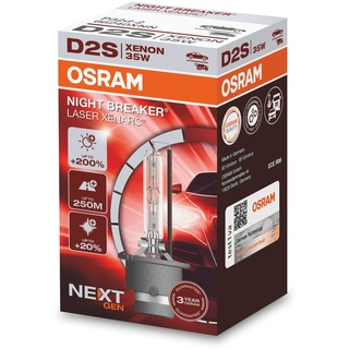 Osram XENARC NIGHT BREAKER LASER D2S Next Generation, +200 % mehr Helligkeit, HID Xenon-Scheinwerferlampe, 66240XNN, (1 Lampe), Weiß