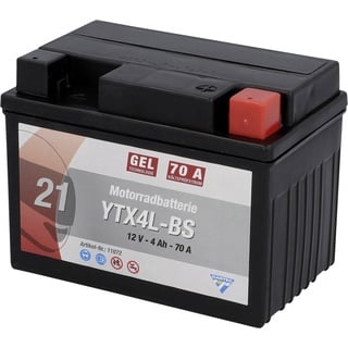 CARTEC Gel Motorradbatterie YTX4L-BS 4Ah 70A