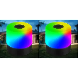 B.K.Licht - Mini RGBW LED Tischlampe kabellos IP44 mit Touch, Farbwechsel, Akku, USB-C Kabel, Nachttischlampe, Dekolampe, LED Lampe, Akku Tischleuchte, Outdoor Lampe, Kinderzimmer, 7x7 cm, Schwarz