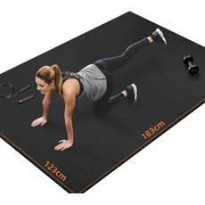 innhom Bodenschutzmatte Fitnessgeräte Fitness Sportmatte Fitnessmatte rutschfest, Hochstrapazierfähige Unterlegmatte Schutzmatte für Laufbänder (183 × 123 × 0,7 cm Schwarz)