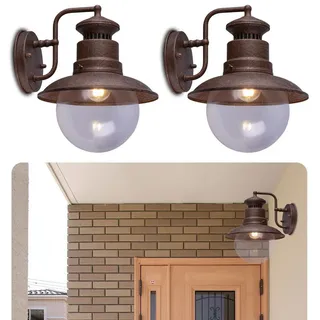 bmf-versand AUßENWANDLAMPE RETRO 2er SET WANDLAMPE AUßEN ROST 139974847