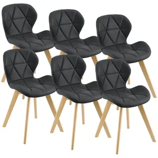[en.casa] Stühle, Älmhult 6-er Set 78x47x52 cm Kunstleder Schwarz
