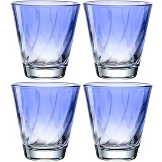 LEONARDO HOME Twist Trinkglas, 4er Set, spülmaschinenfeste Saft, hochwertige & moderne Trink, ergonomische, alltagstaugliche & geschwungene Wasser, blau, 215 ml, 046967