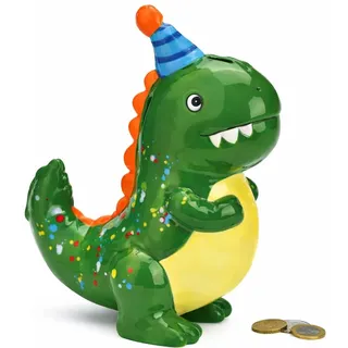 TopShop24you Spardose Tier-Motiv aus Keramik Sparschwein Tierdesign als Geldgeschenk, Deko Geldgeschenk, Sparschwein für Kinder & Erwachsene (Dino)