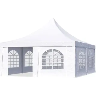 Pagodenzelt Pavillon 5x5 m schnell & einfach zu montieren mit Fenstern - robuste PVC-Plane 700 weiß - Weiß