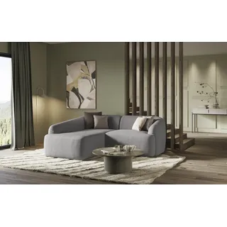 DOMO. collection Ecksofa Parika, L Couch, organische Form, Longchair Links, klein, 216 x 196 x 81 cm (BxTxH), anthrazit