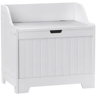 Homcom Truhe, Aufbewahrungsbox, Auflagenbox mit Sicherheitsscharnier, Deckel, Weiß , Holzwerkstoff , 38x56x56.5 cm , Garderobe, Garderobenbänke