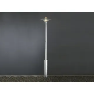 Große LED Wegeleuchte, Mastleuchte aus Stahl zur Gartenbeleuchtung, 225cm Silber