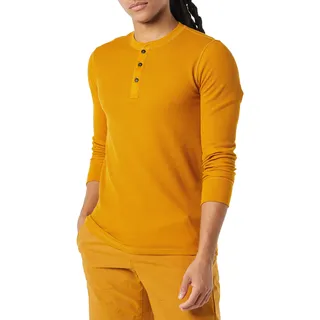 Amazon Essentials Herren Langärmeliges Waffel-Henley, Schmale Passform, Gold, XXL
