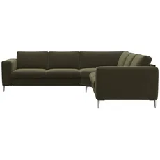 FLEXLUX Ecksofa »Fiore«, breite Armlehnen, Kaltschaum, Füße Alu, grün