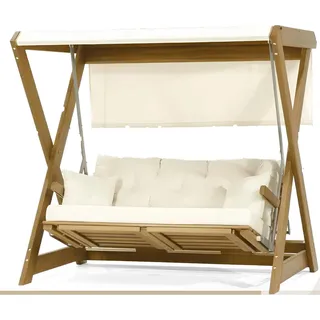 Hängesessel mit Sonnendach und Sitzpolster – Komfort für draußen - Weiß