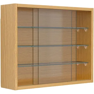 Mid.you Hängevitrine , Honigeiche , Glas , 3 Fächer , 50x40x12 cm , hängend , Wohnzimmer, Wohnwände, Hängeelemente
