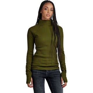 G-Star RAW Damen Slim Rib Mock Top, Grün (Dark Olive D23339-D289-C744), M