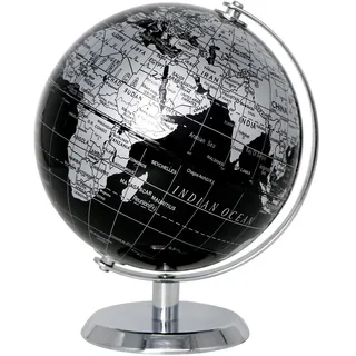 TOPGLOBE 14cm Metallisch Globus - Englische Karte - Pädagogisch/Geografisch/Dekoration - Mit einem Metallfuß - in Englischer Sprache