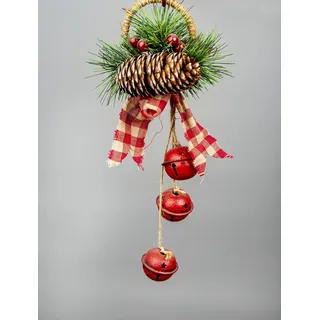 SHATCHI Hängende Golden/Silber/Rot/Rustikale Glocken mit Band, Beeren und Tannenzapfen Weihnachten Home Wand Tür Jingle Xmas Holiday DIY Dekorationen - 46cm/27cm/27cm/27cm 27cm